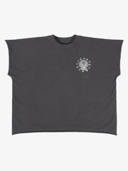 Schwarzes Crop-T-Shirt mit Grafikprint