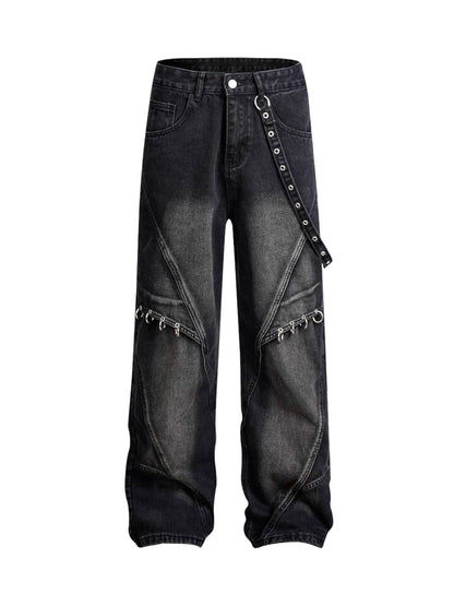 Thesupermade Washed Distressed Baggy Jeans - 2233 