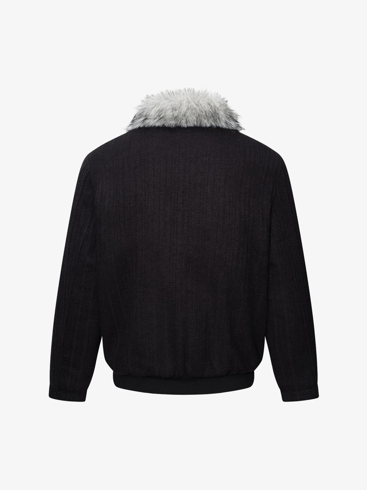 Striped Faux-Fur Collar Puffer Coat
