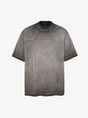 Cotton Blend Oversized Mesh Panel T-Shirt with Crew Neck 