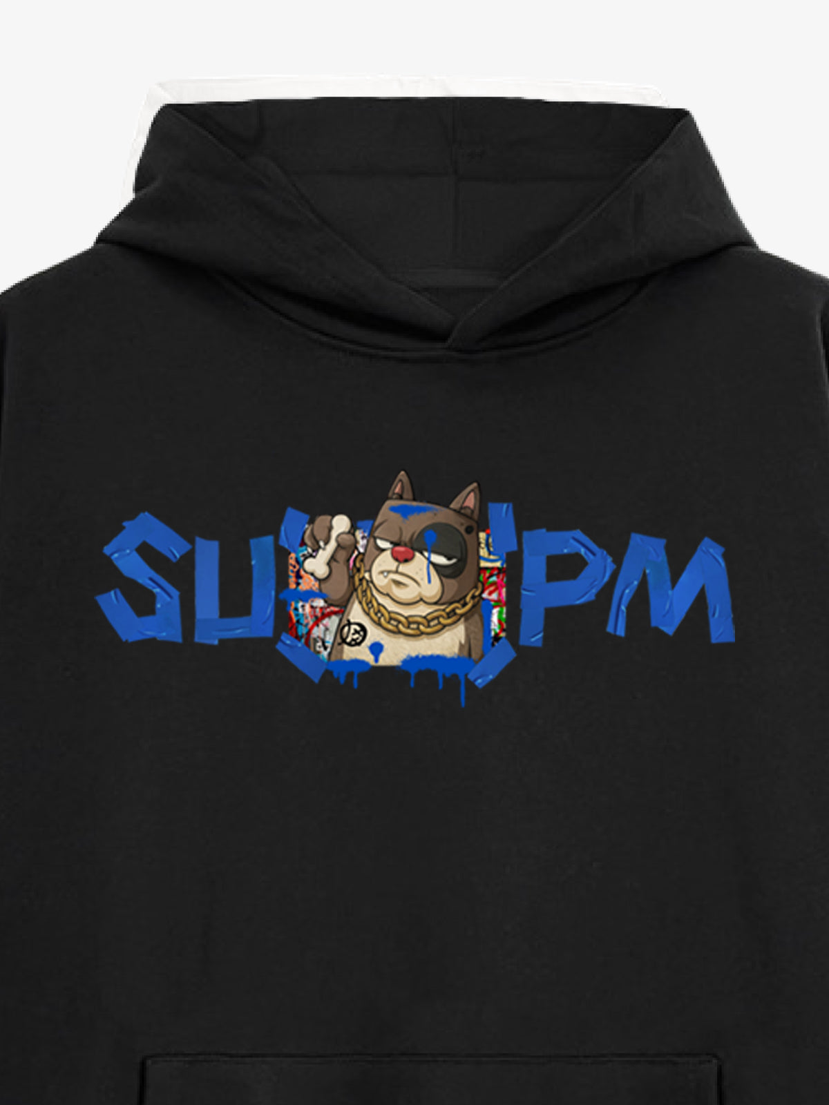 SUPM Cartoon Gold Chain Dog Head Pattern T-shirt 