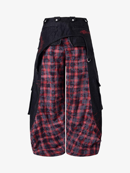 Deconstructed Cyber-Grunge Patchwork Denim Jeans 