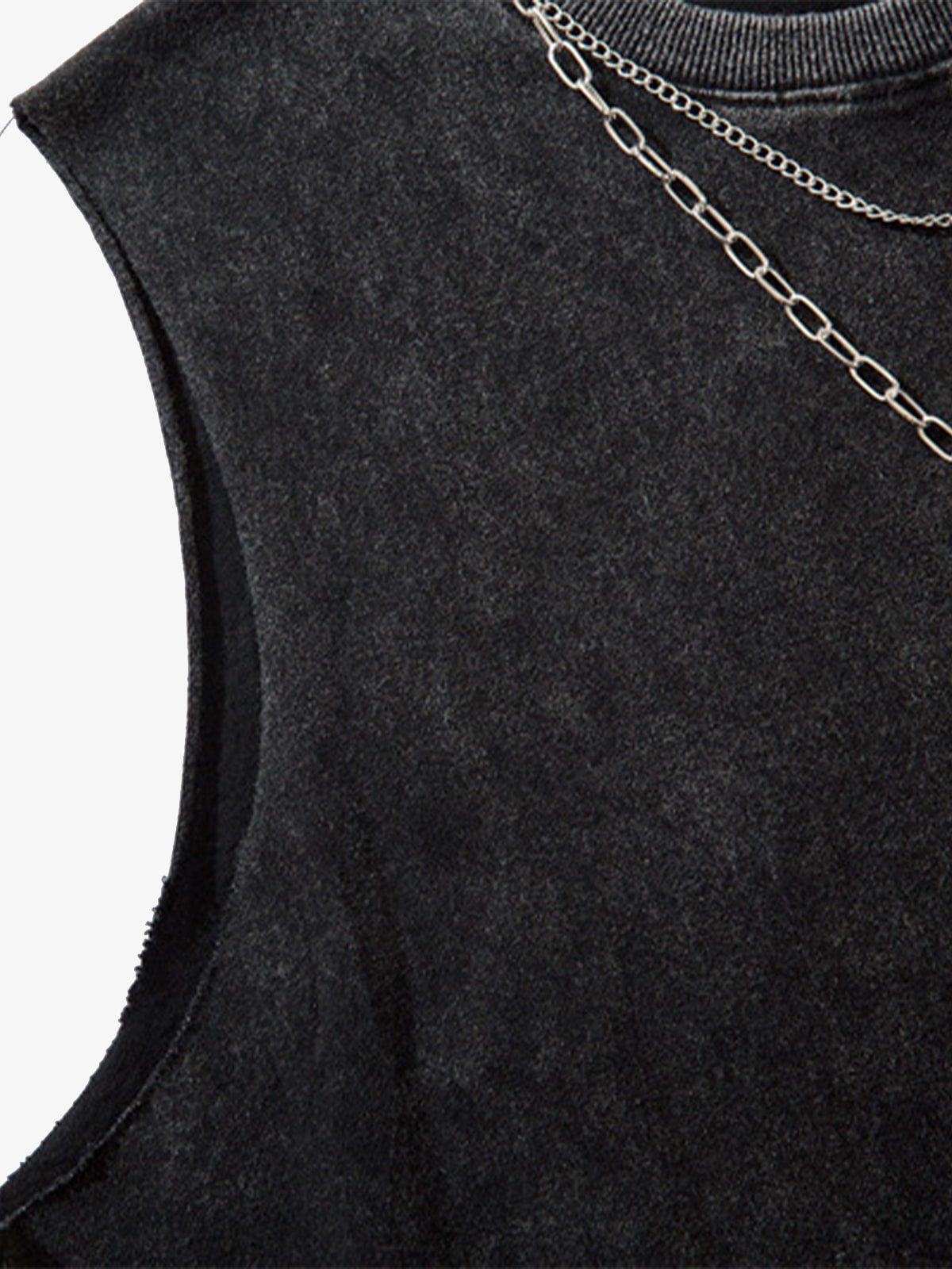 Street Ripped Vest with Detachable Necklace 