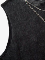 Street Ripped Vest with Detachable Necklace 