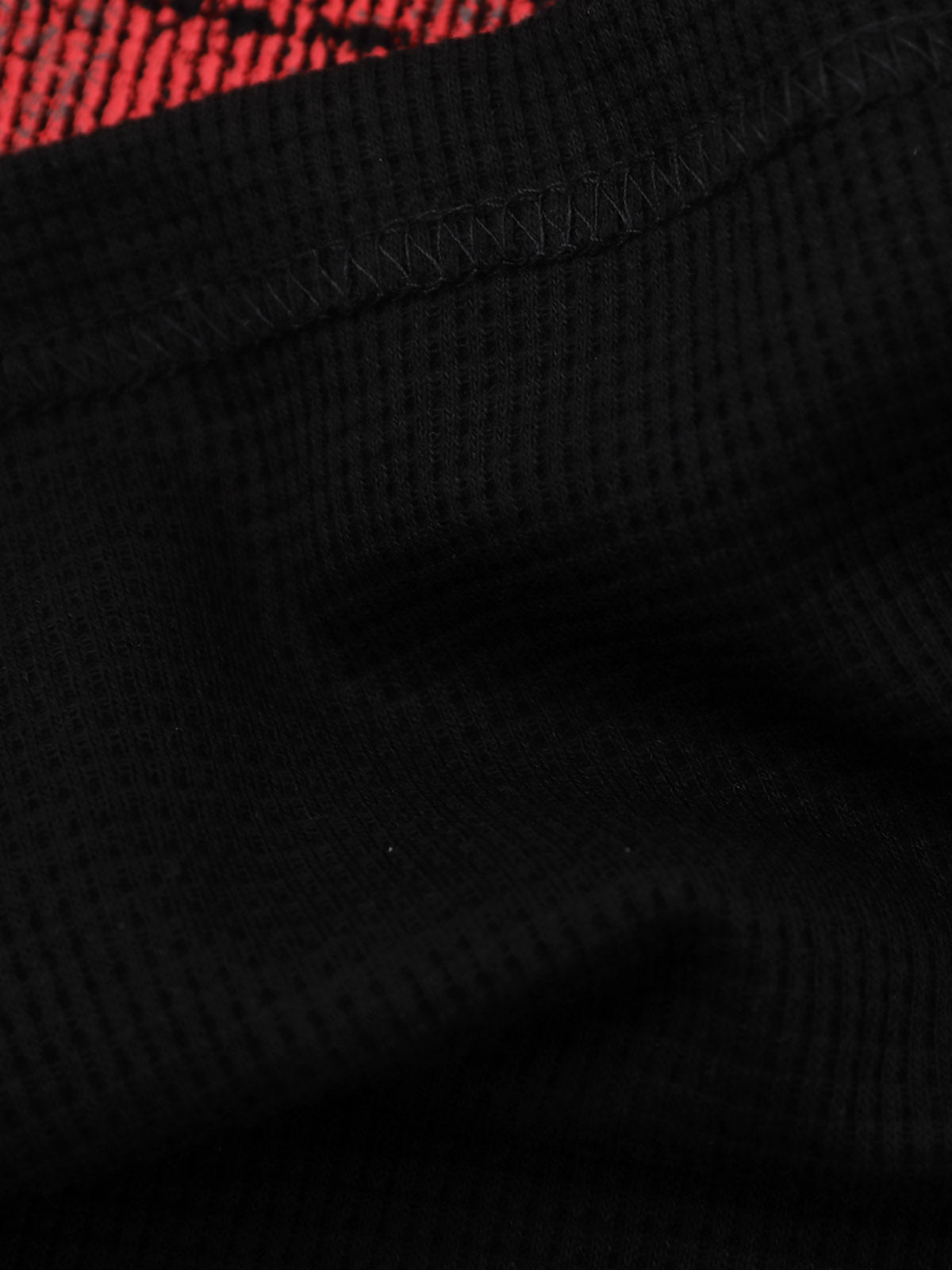 Dark Letter Graphic Waffle Long Sleeve Tee