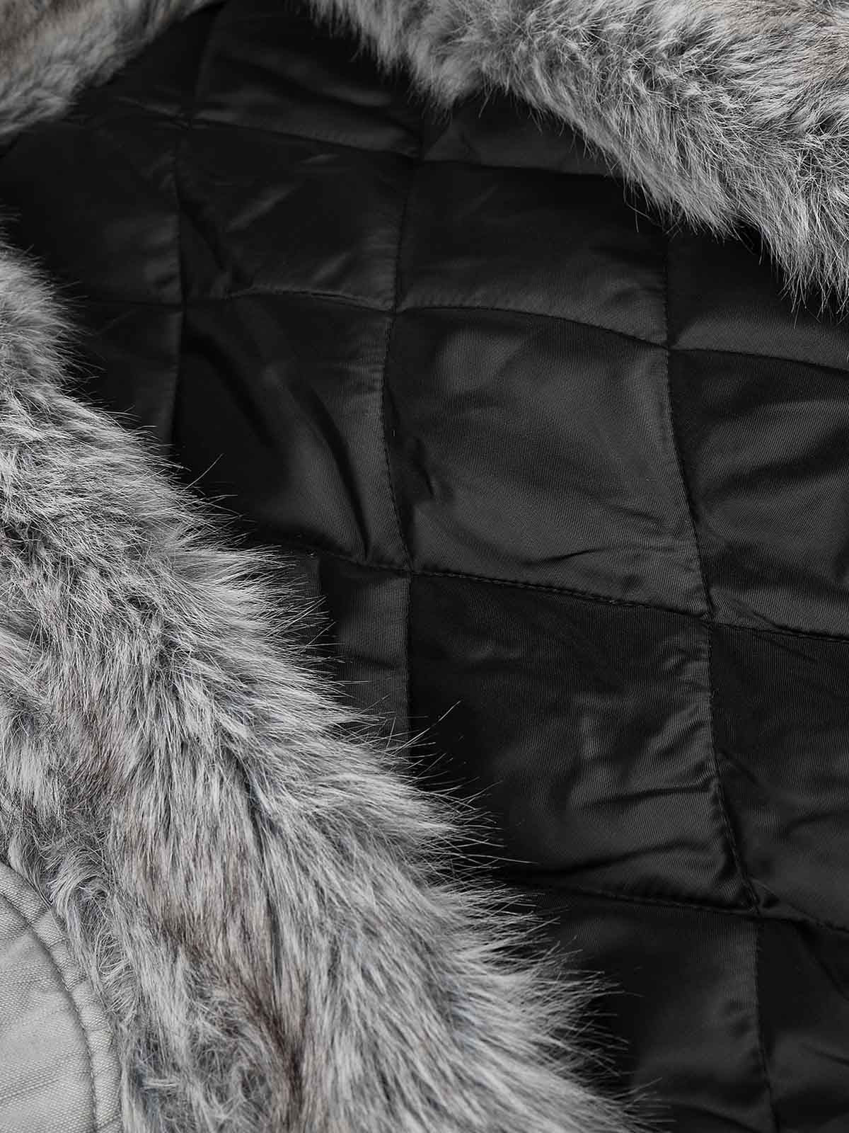 Studded Faux-Fur Collar Bomber Coat