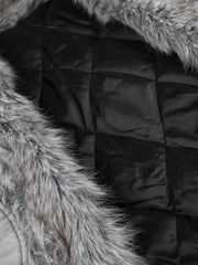 Studded Faux-Fur Collar Bomber Coat