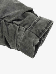 Vintage Distressed Pleated Shearling Collar Fleece Jacket 