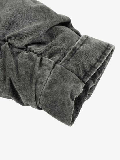 Vintage Distressed Pleated Shearling Collar Fleece Jacket 