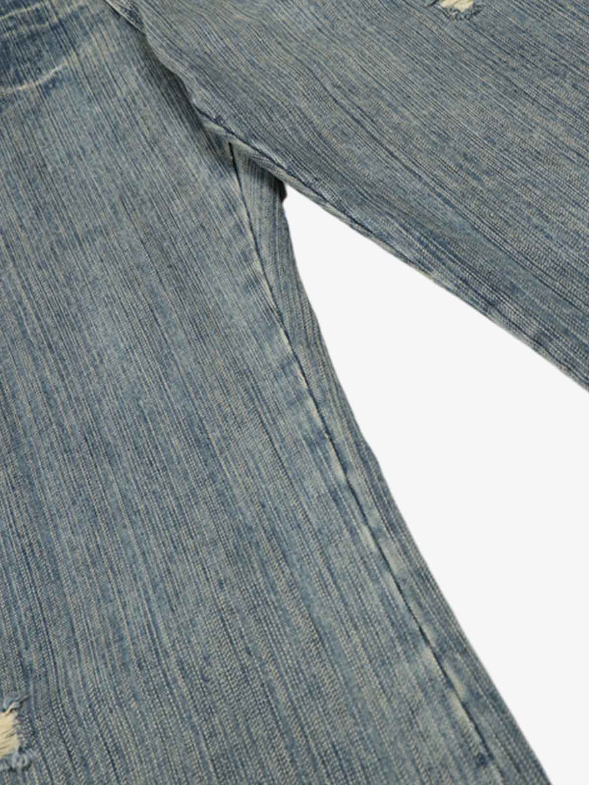 High Waist Distressed Barrel Denim Jeans