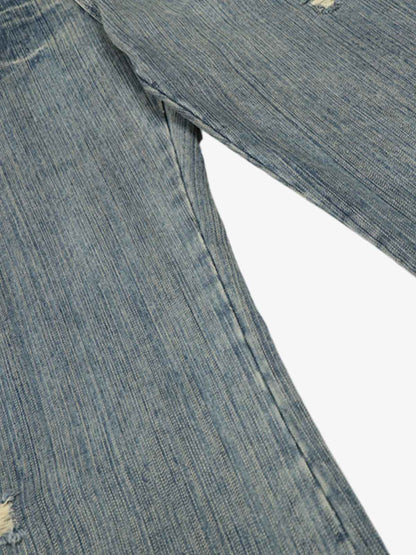 High Waist Distressed Barrel Denim Jeans