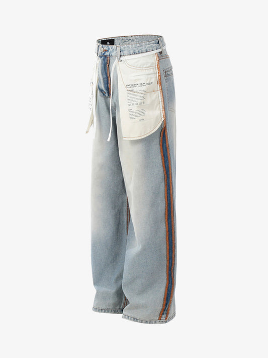 Inside-Out Construction Exposed Seam Wide-Leg Jeans