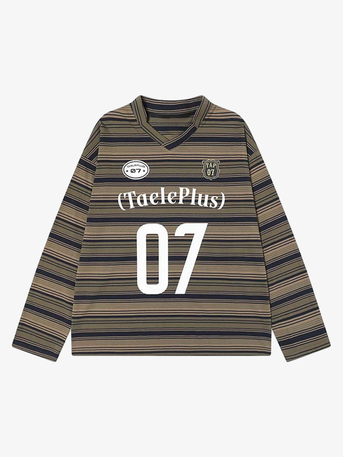 Striped V-Neck Long Sleeve Top for Casual and Sporty Looks 