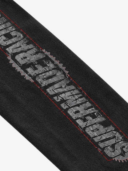 Gear Graphic Color Block Washed Waffle Long Sleeve Tee