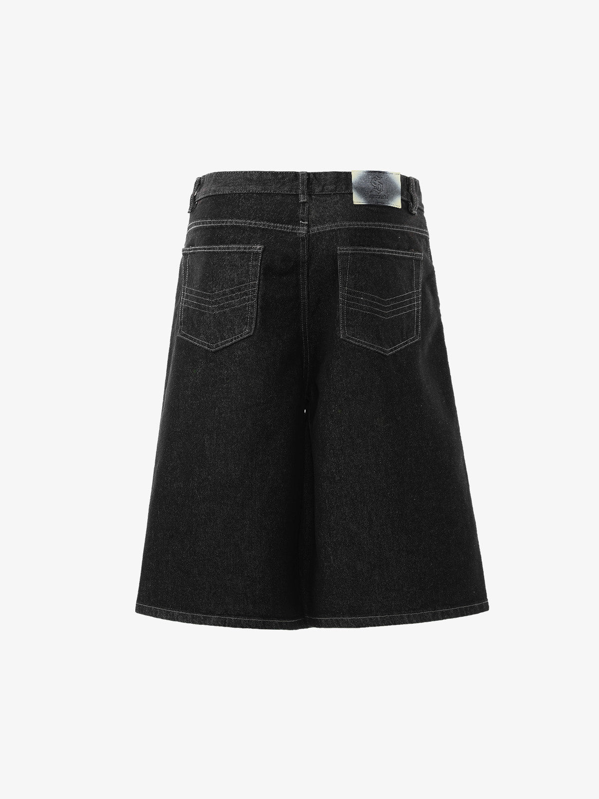 Asymmetrische Jeansshorts mit mehreren Knöpfen