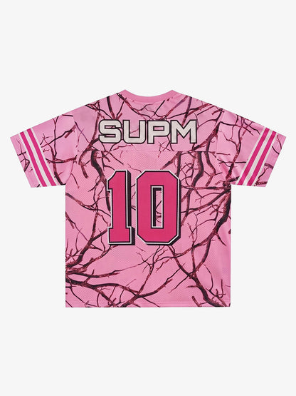 Tree Camo Mesh Jersey Sleeve T-Shirt – Oversized Streetwear Tee