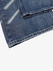 Street-style Distressed Washed Patchwork Suede Jeans