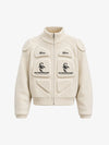 Scorpion Embroidered Padded Cropped Zip Sweater