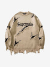 Frayed Logo Knit Sweater