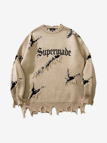 Frayed Logo Knit Sweater