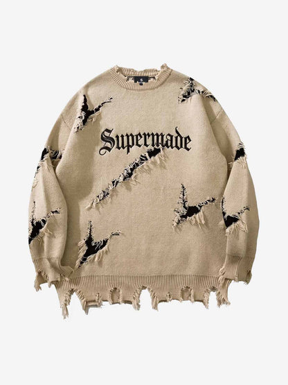 Frayed Logo Knit Sweater