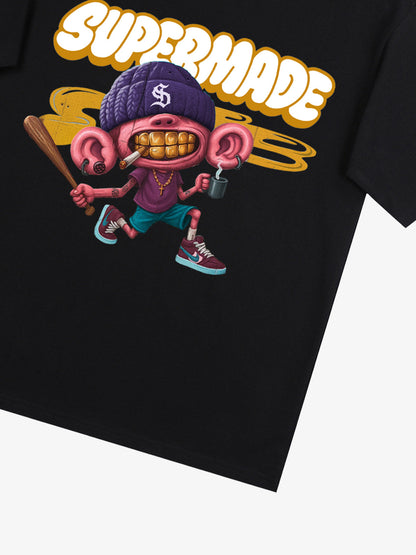 Thesupermade Cartoon Graffiti Baseball Cool Boy T-shirt 