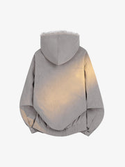 Studded Hooded Faux-Fur Collar Jacket