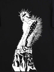 Punk Spiked Graphic T-Shirt 