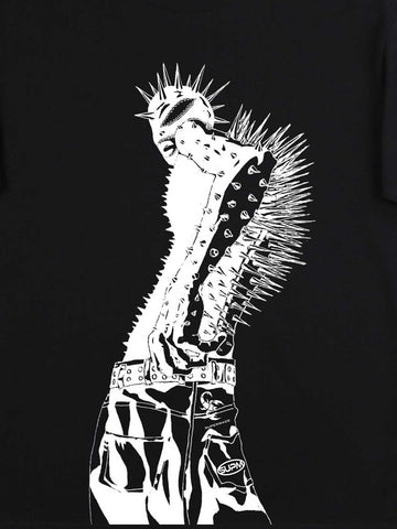 Punk Spiked Graphic T-Shirt 