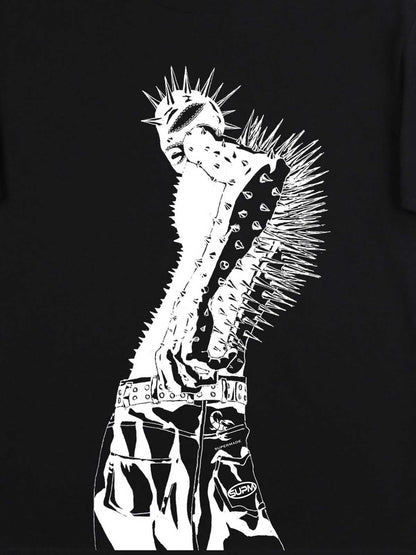 Punk Spiked Graphic T-Shirt 