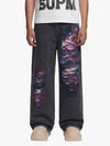 Retro Distressed Colorful Graffiti Art Print Jeans