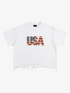 T-shirt décontracté à motif drapeau américain déchiré
