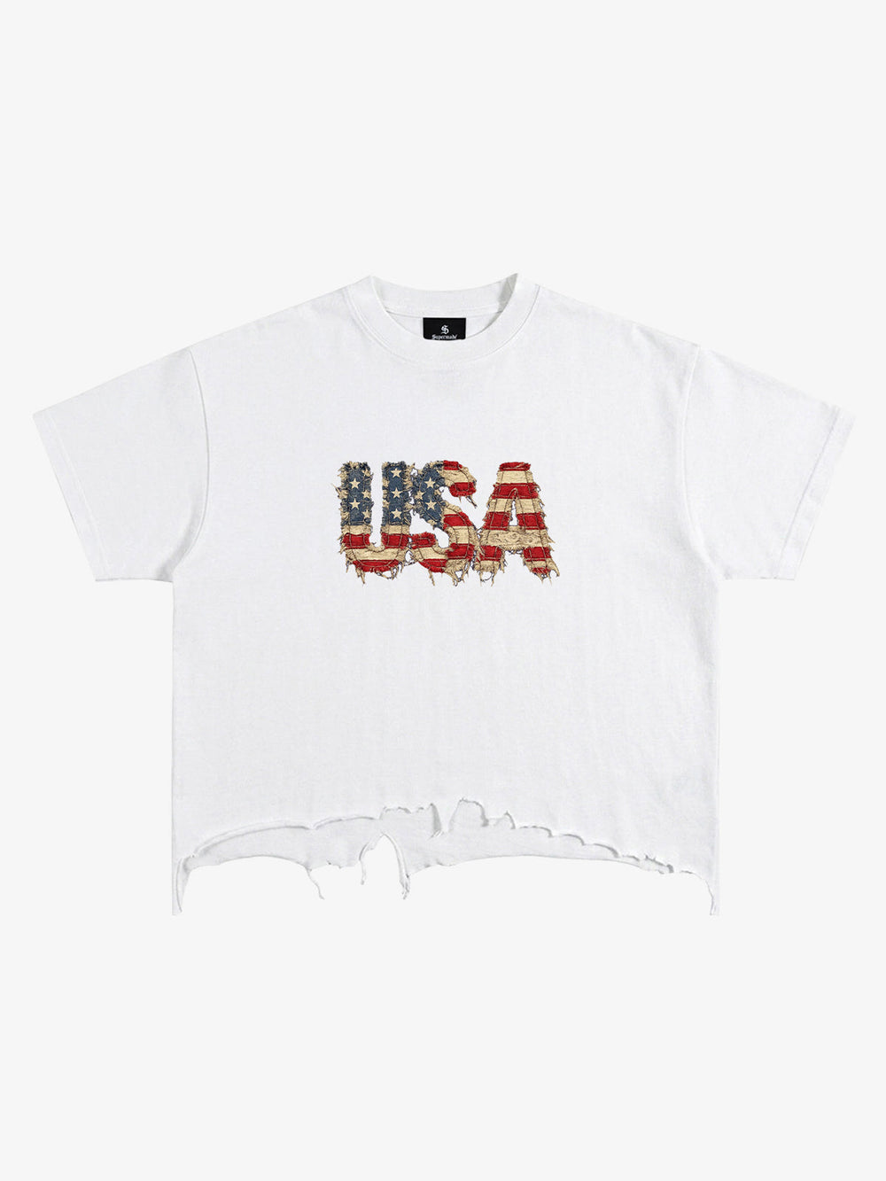 Ripped USA Flag Casual T-Shirt 