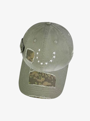 Distressed Camo Patch Embroidered Hat