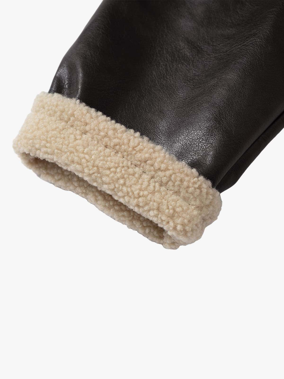 Vintage Shearling Collar Quilted Leather Jacket 