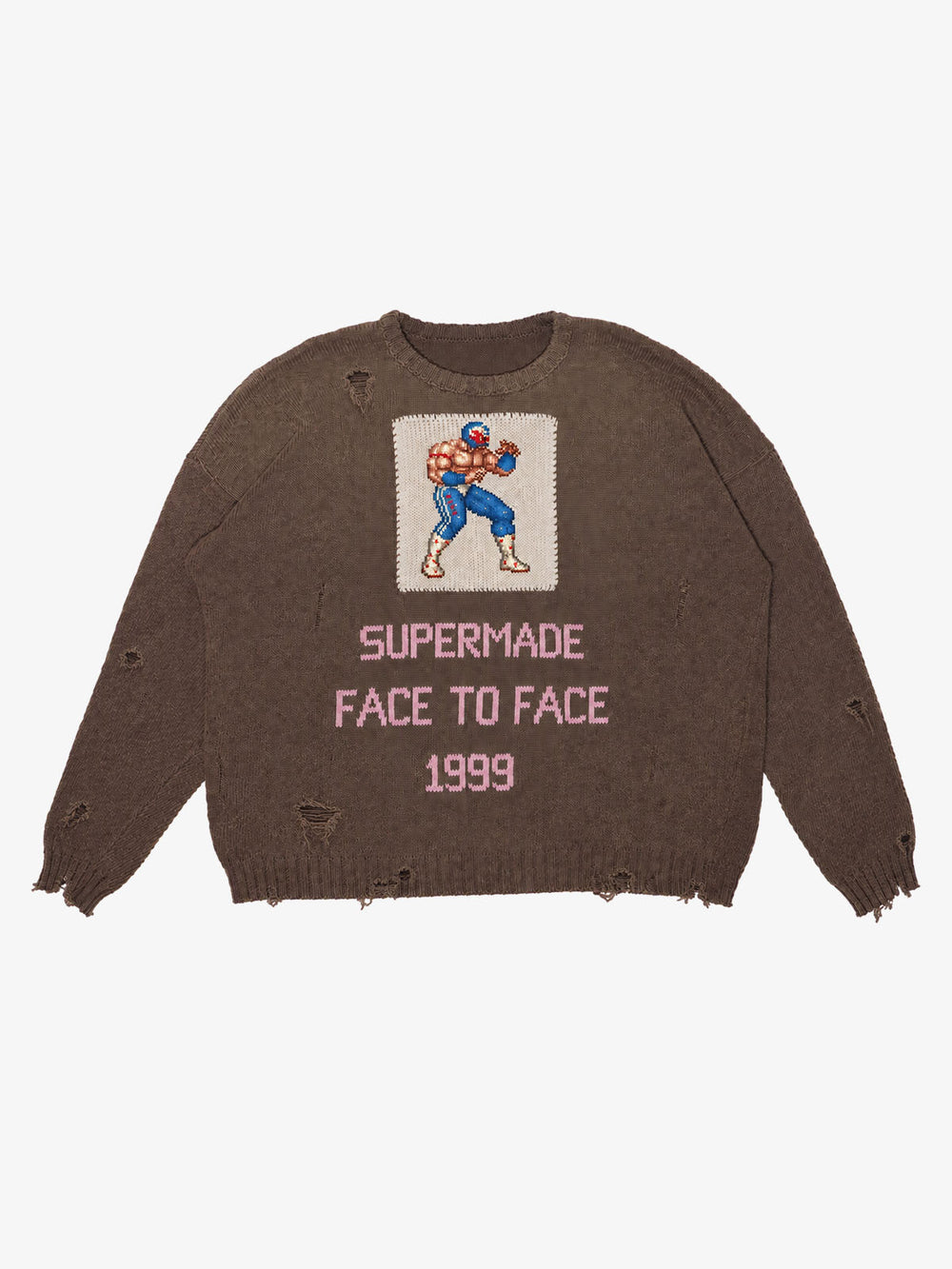 Boxing Game Jacquard Distressed Boxy Sweater