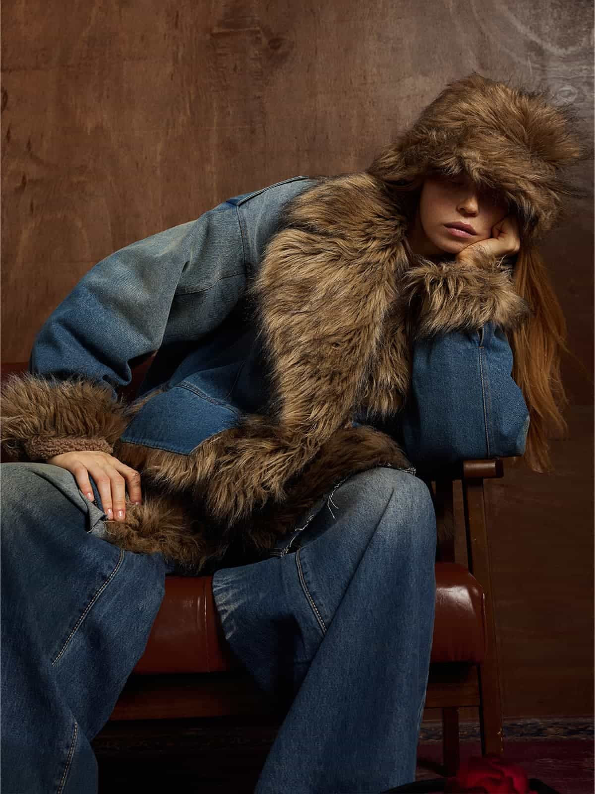 Winter-Ready Corduroy Jacket with Faux Fur Trim for Men 