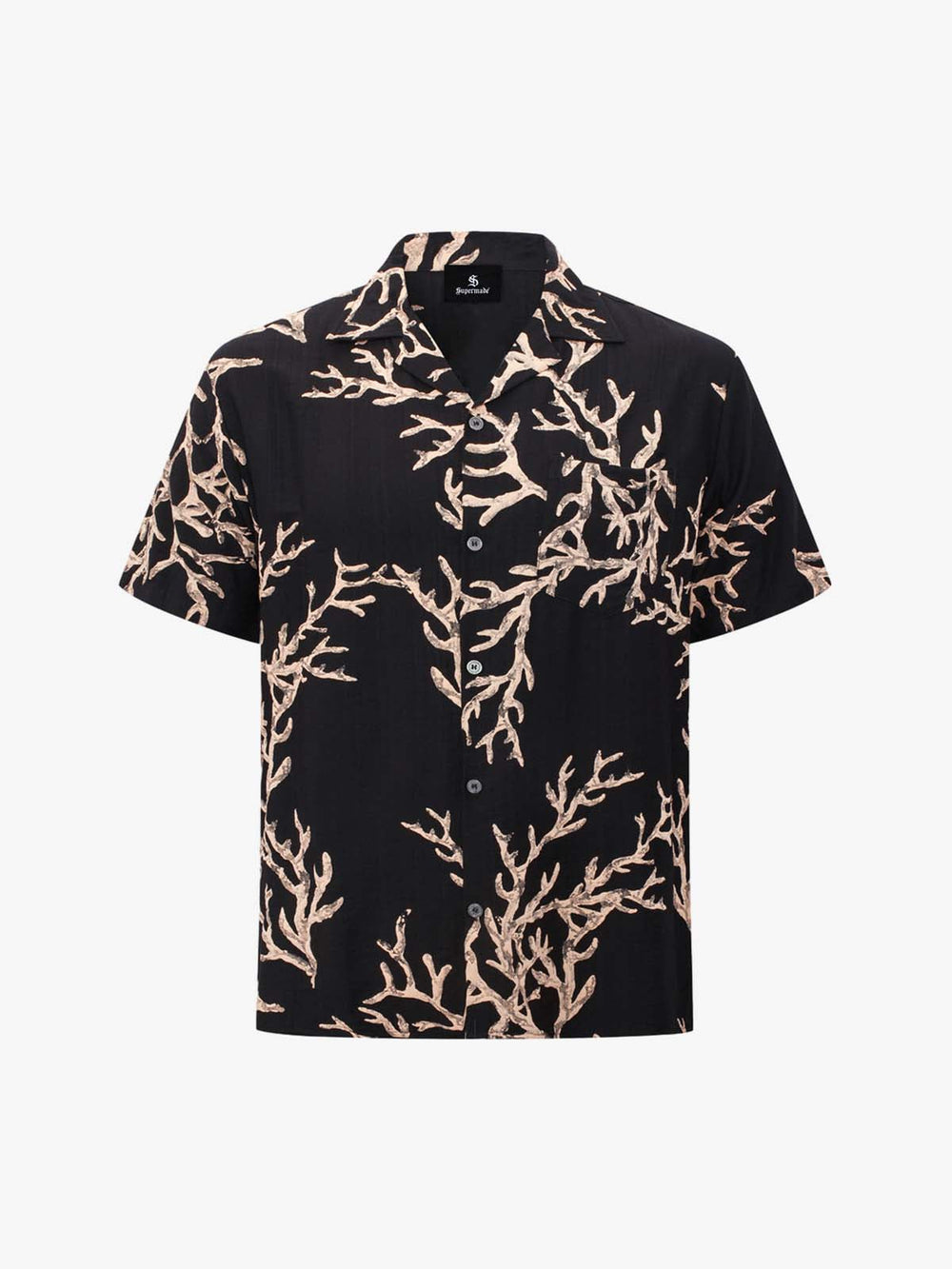 3D Textured Embossed Camp Collar Boxy Shirt 
