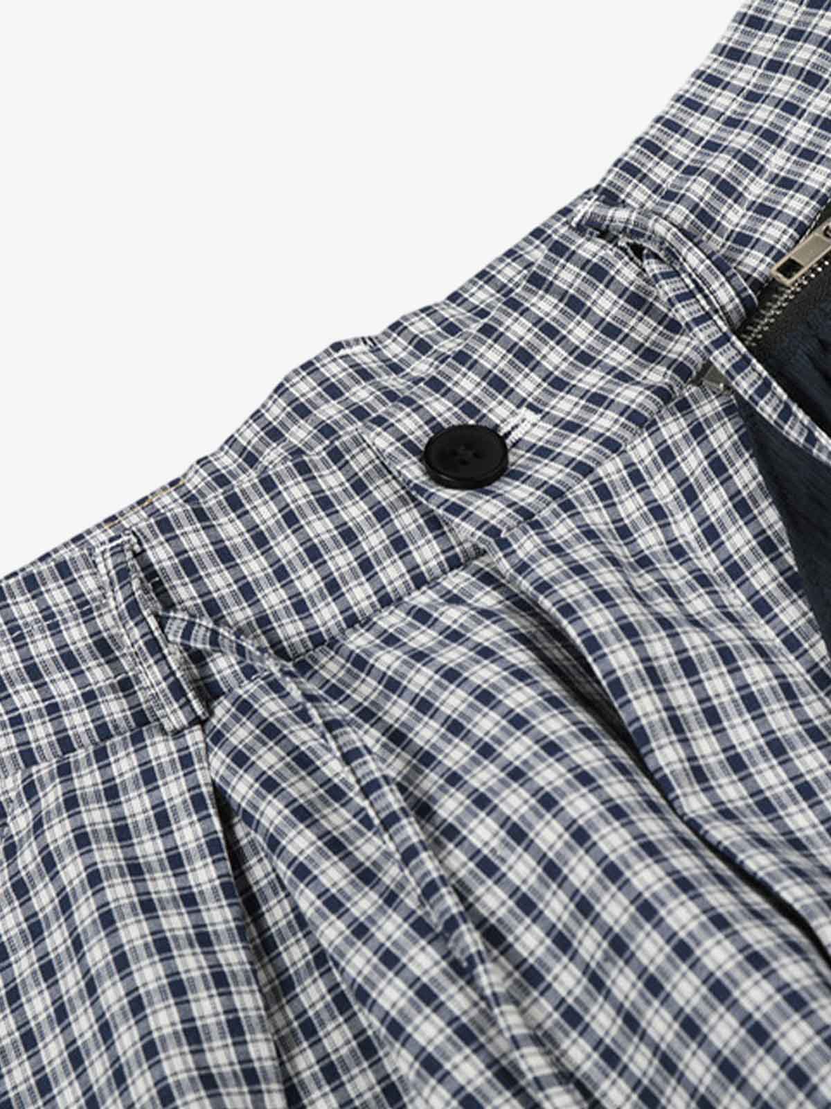 Checkered Wide-Leg Pants with Asymmetrical Panel Detail 