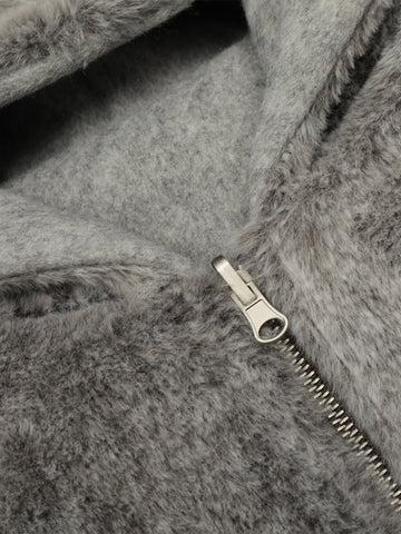 Retro Reversible Fleece Lined Zip-up Hooded Jacket 