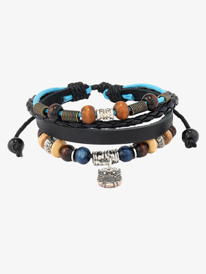 Layered Beaded Leather Bracelet 