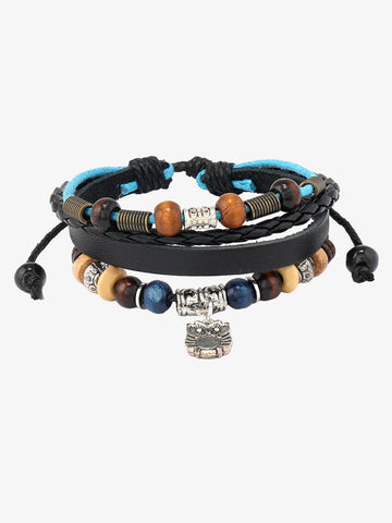 Layered Beaded Leather Bracelet 