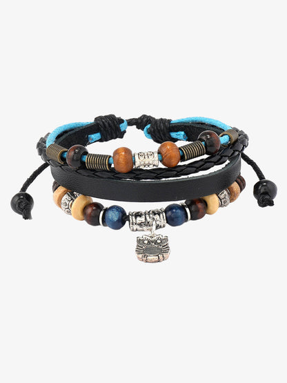 Layered Beaded Leather Bracelet 