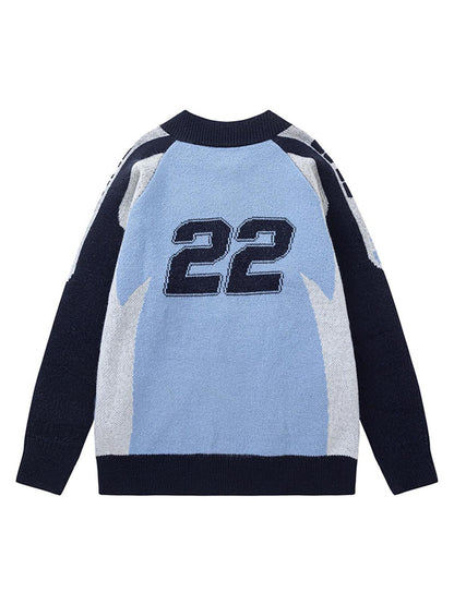 Thesupermade Retro Racing Bomber Sweater Jacket 