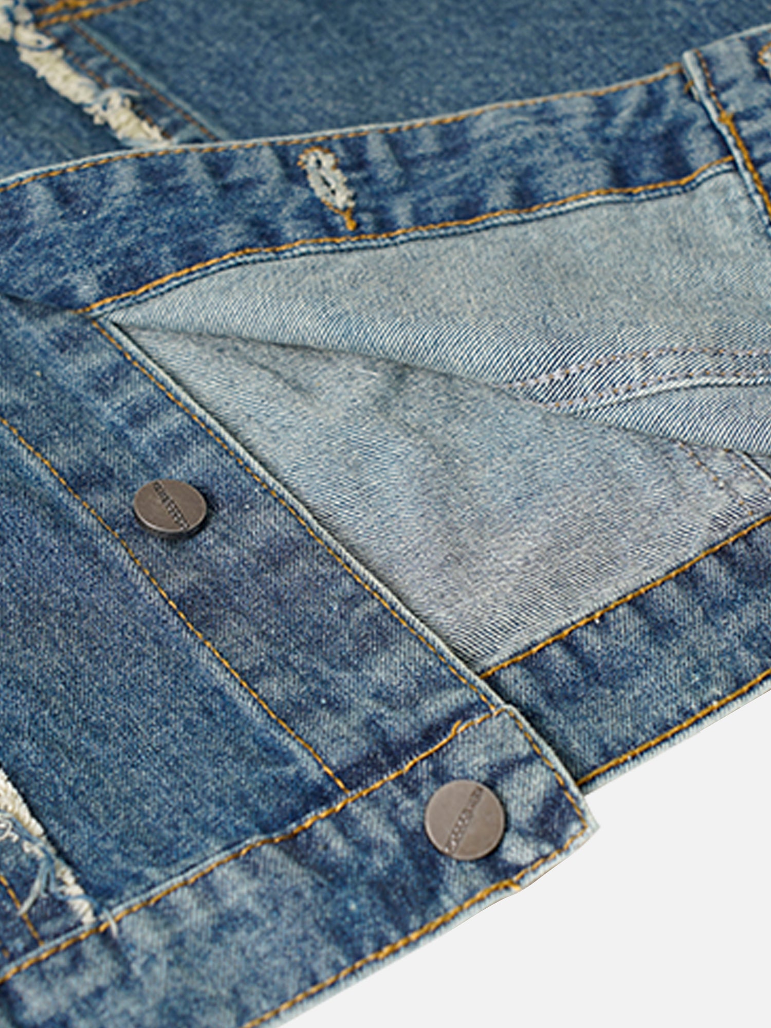 Thesupermade High Street Trendy Washed Raw Edge Denim Vest
