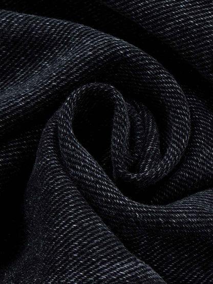 Denim Wide Leg Cropped Pants with White Stripe Design High Waist Fashion Trousers for Women 