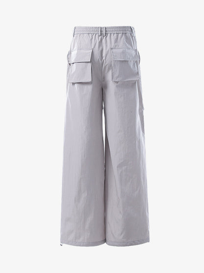 Vintage Drawstring Draped Embroidered Wide Leg Pants 