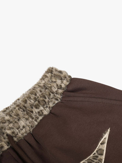 Leopard Star Applique Baggy Sweatpants
