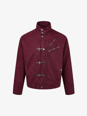 Distressed Metal Buckle Jacket