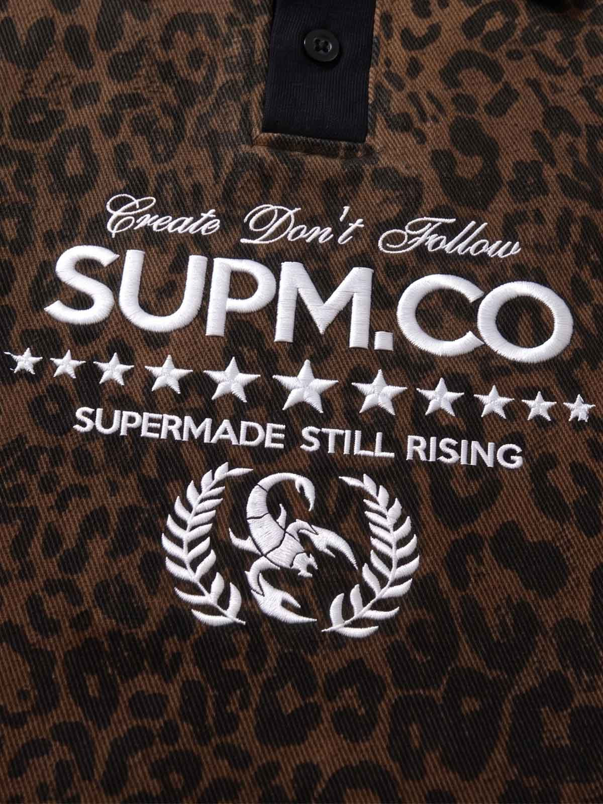 Vintage Leopard Patchwork Distressed Polo Shirt